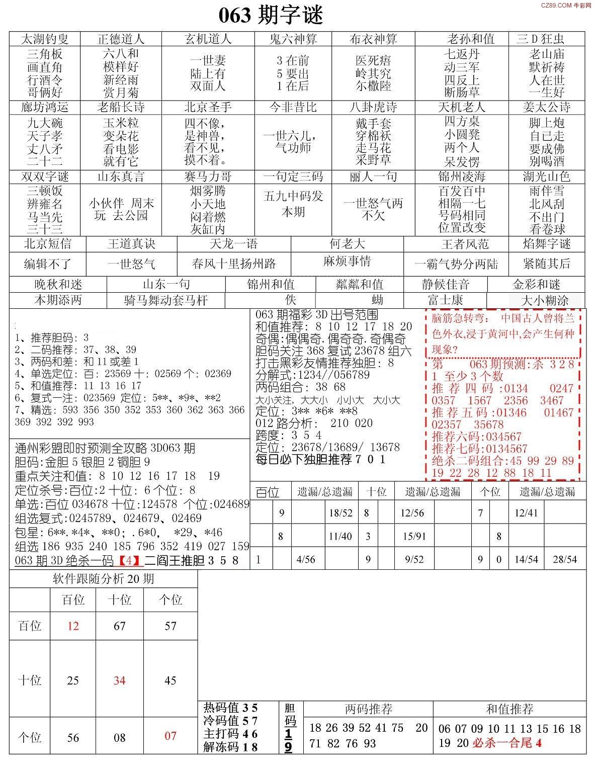 今日P3字谜汇总解析